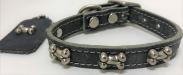 Neo-Paws black decorated leather collar for dogs