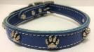 Neo-Paws blue decorated leather collar for dogs
