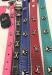 Neo-Paws decorated leather dog collar available in green, blue, and red